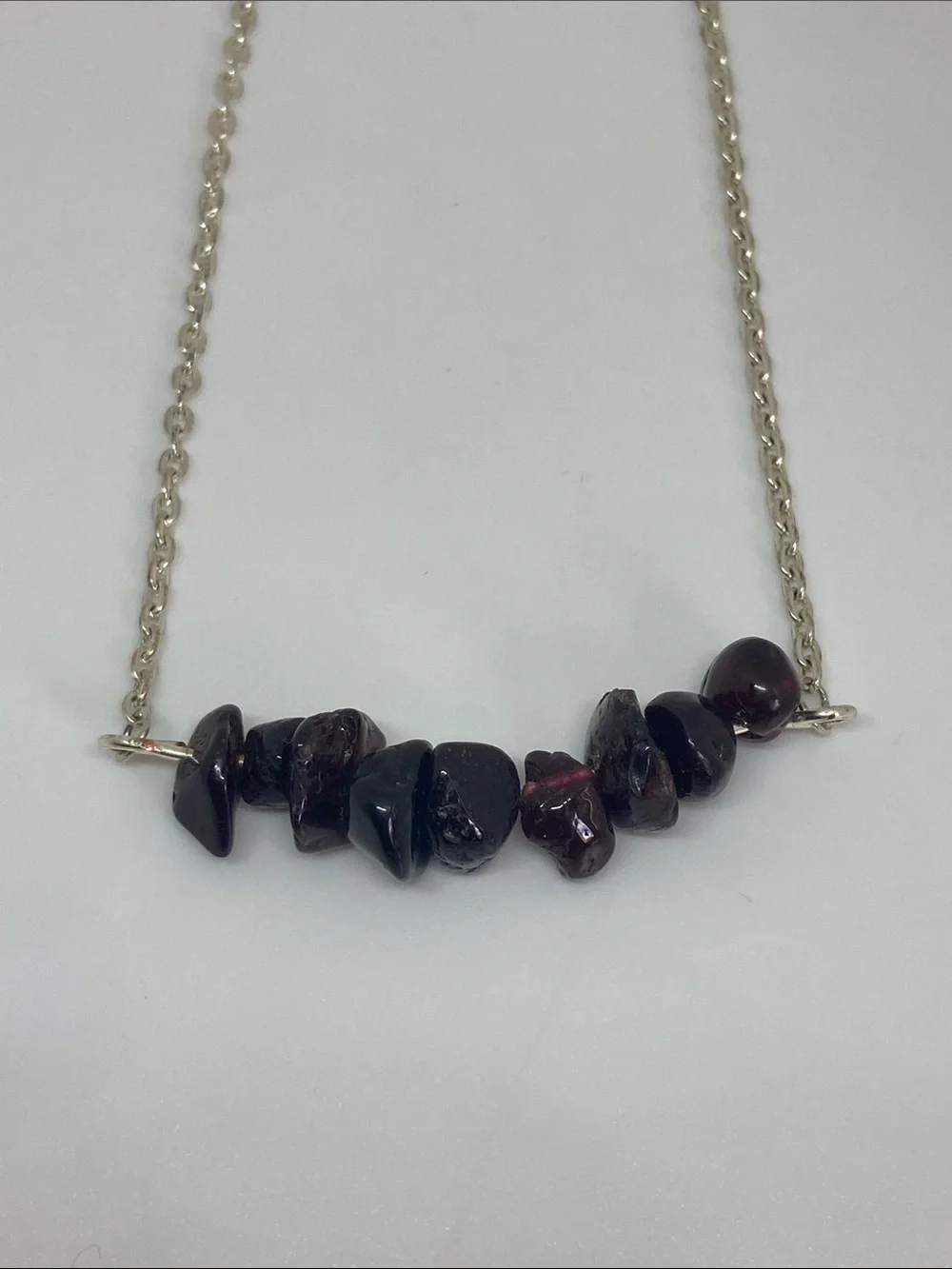Women's Garnet Chip Bar Anklet | Genuine Red Stone Anklet Bracelet | Boho Jewelr